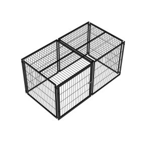 Large Dog Kennel 63.7in Indoor Dog Crate with PVC Top Cover, Heavy Duty Metal Dog Playpen with Flexible Door Placement, Escape Resistant Pet Cage for