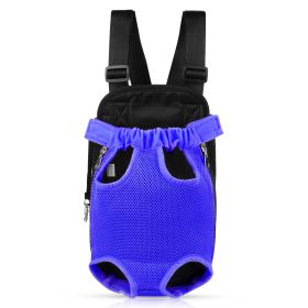 Dog Carrier Backpack Legs Out Front Pet Backpack Carrier Travel Bag Adjustable Shoulder Straps for Hiking Camping Shopping Biking (Option: blue_m)