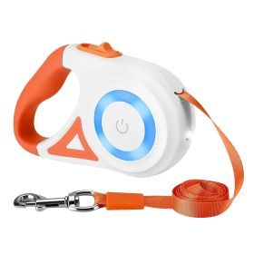 16FT Retractable Dog Leash Extendable Pet Leash Dog Walking Leash with Flashlight RGB Light 2 Rolls of Waste Bags Dispenser Fit for 66-110lbs (Option: Orange)