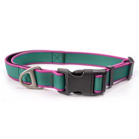 Waterproof Stain-Resistant Dog Collar, Green & Pink Color Block Pet Neck Strap, Adjustable Quick-Release Buckle, Comfortable No Choking (size: S)
