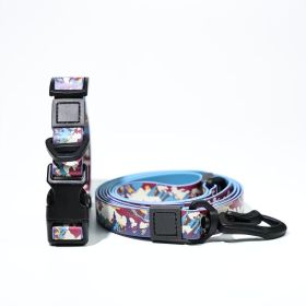 Trendy Printed PVC Dog Leash & Collar Set, Waterproof Durable Pet Lead with Unique Pattern, Adjustable for Small Medium Large Dogs (Pattern: Mountain Landscape, size: S)