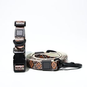 Trendy Printed PVC Dog Leash & Collar Set, Waterproof Durable Pet Lead with Unique Pattern, Adjustable for Small Medium Large Dogs (Pattern: Brown Ethnic Pattern, size: L)