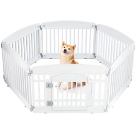 Dog Playpen Safe & Secure Indoor/Outdoor Pet Fence | Folding & Portable | Ideal for Small to Medium Dogs | Easy to Clean (Color: White/6-Panel)