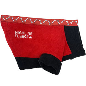 Highline Fleece Dog Coat (Color: Red and Black with Rolling Bones, size: Size 20)
