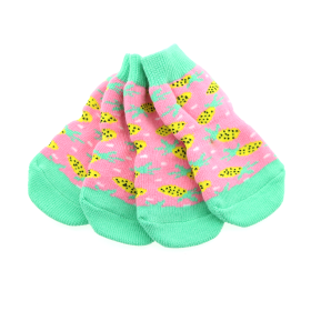 Non-Skid Dog Socks (Color: Pink Pineapple, size: X-Large)