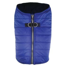 Zip-up Dog Puffer Vest (Color: navy blue, size: X-Large)