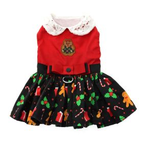 Holiday Dog Harness Dress (Color: Gingerbread, size: small)