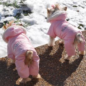 Ruffin It Dog Snowsuit Harness (Color: pink, size: small)