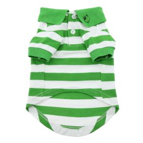 Striped Dog Polo (Color: Greenery and White, size: medium)