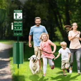 Dog Waste Station With 600 Dog Poop Bags Commercial Park Pet Poop Station (Option: Green)